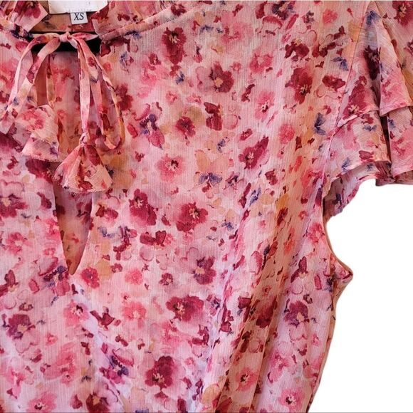 Misa Women's Pink Floral Ruffle Mini Dress Size XS - Picture 4 of 7